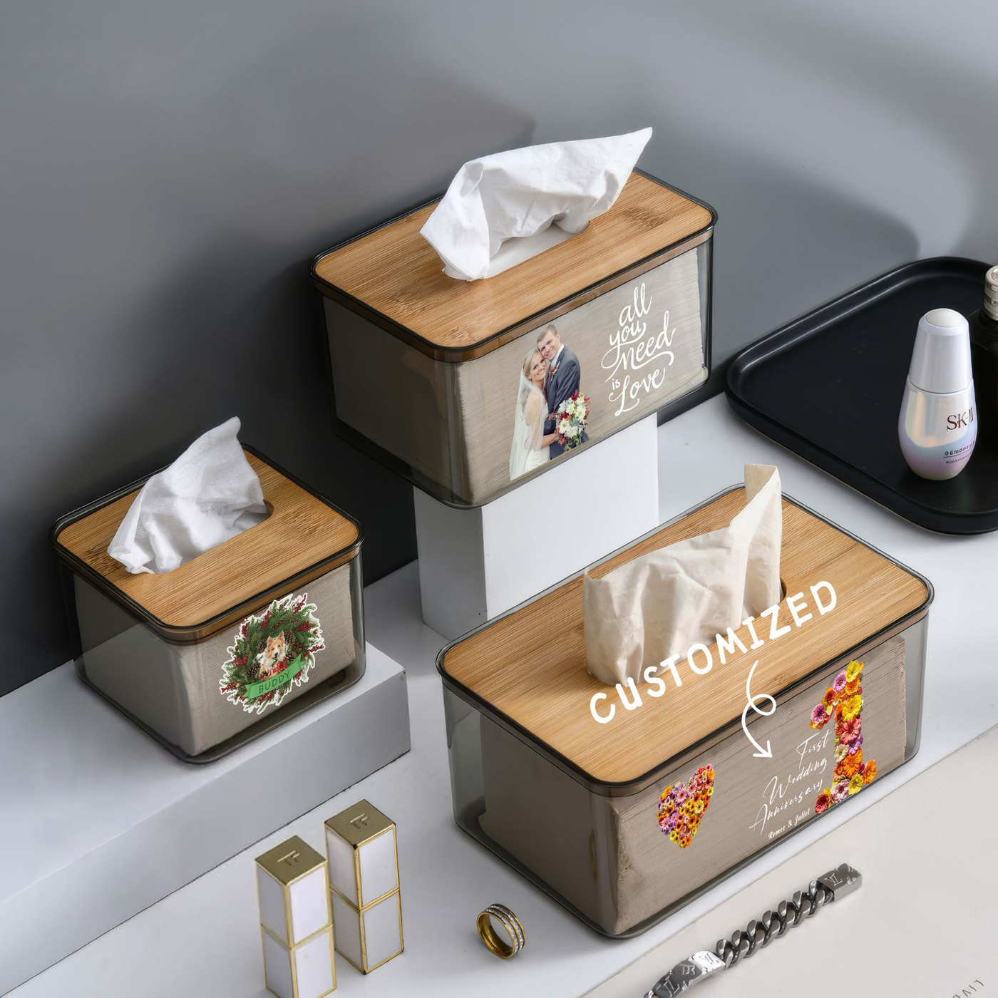 Custom tissue box