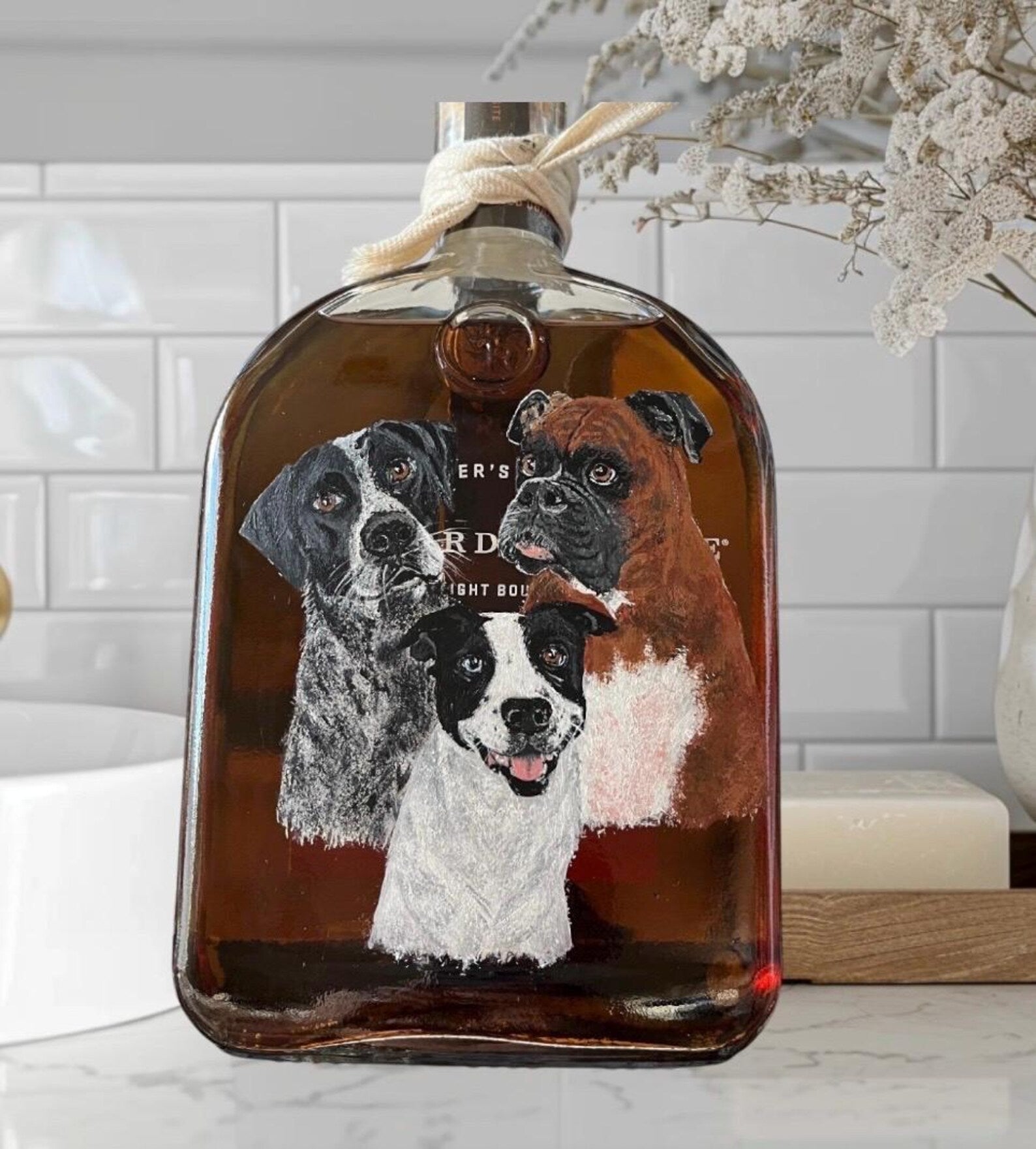 Custom Hand Painted Pet Portraits on Decanters